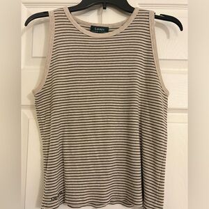 Ralph Lauren Black and Cream Striped Tank Top